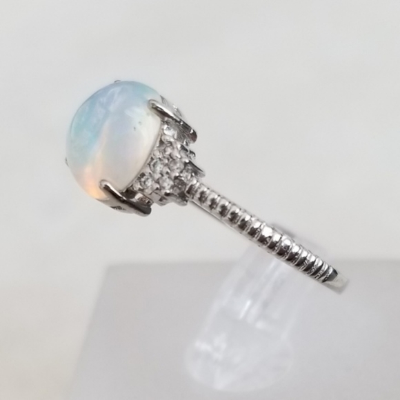 Sterling Natural Opal & Diamonds Ring - Picture 5 of 8